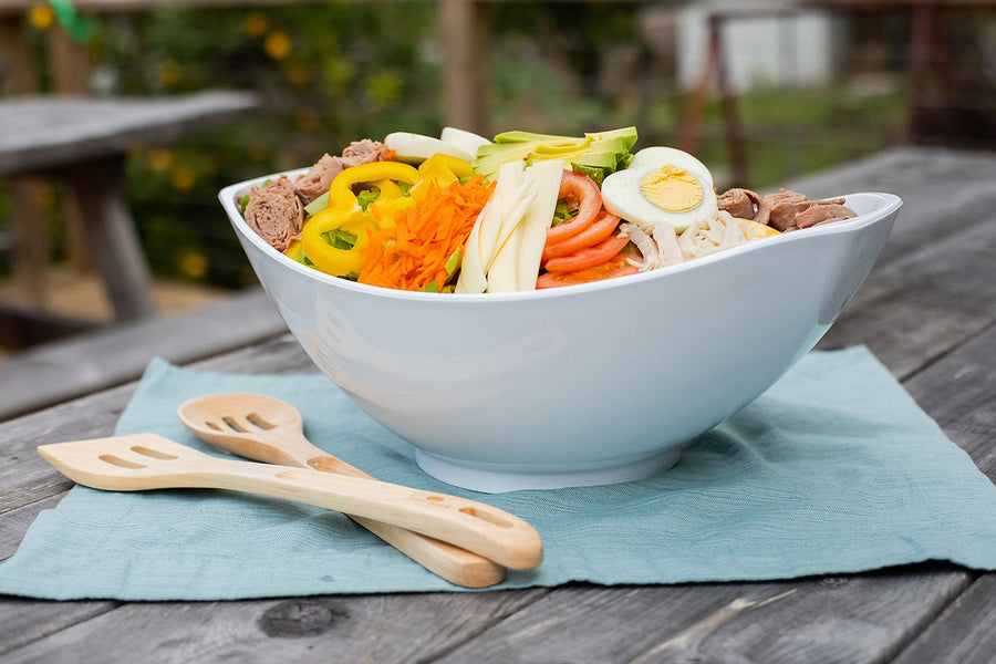 White salad bowl with chef's salad